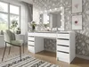 A well-lit bedroom or dressing room with a vanity table and chair. Produktbild-Vorschau