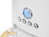 A close-up shot of the control panel and part of the handle of a white coffee maker. Produktbild-Vorschau