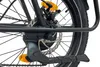 Close-up of the rear wheel of a bicycle, showing the disc brake, kickstand, and part of the frame. Produktbild-Vorschau