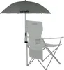 A gray umbrella attached to a gray camping chair. Produktbild-Vorschau