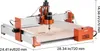 A 3D CNC router machine is shown from a diagonal angle on a white background. Dimensions are indicated with measurement lines and text. Produktbild-Vorschau