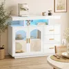 HOMCOM: Credenza alta lucida con illuminazione a LED, prese Anteprima dell’immagine prodotto 2