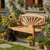 Gartenbank Teakholz 120 cm mit Motiv-Rückenlehne – massiv, Produktbild-Vorschau 5