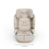A child car seat with dimensions indicated by measurement lines and text. Produktbild-Vorschau