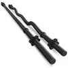 Two black barbells, one straight and one EZ-curl, are shown on a white background. Produktbild-Vorschau