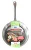A stainless steel frying pan with a label attached to it. Produktbild-Vorschau
