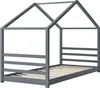 A dark gray house-shaped bed frame with a slatted base, shown from a three-quarter angle against a white background. Náhľad obrázku produktu