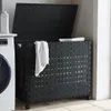 vidaXL Koš na prádlo s kolečky Black 66x35x60 cm Rattan Náhled obrázku produktu 2