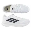 A top-down and side view of a pair of white Adidas running shoes with black accents. Produktbild-Vorschau