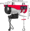 A red electric hoist with measurement indicators. Voir les images du produit