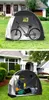 Two images showing a portable storage tent in a yard, one with a bicycle and the other with gardening tools. Anteprima dell’immagine prodotto