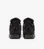 The rear view of a pair of black Nike Air Jordan 4 Retro 'Black Cat' sneakers against a white background. Náhľad obrázku produktu
