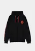 A black zip-up hoodie with red accents and a red logo on the chest. Podgląd zdjęcia produktu