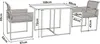 A diagram showing the dimensions of a 3-piece garden furniture set, including a table and two chairs. Anteprima dell’immagine prodotto