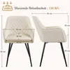 Two views of a cream-colored armchair with dimensions and weight capacity indicated. Produktbild-Vorschau