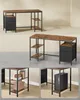 A collage showing a desk with shelves and drawers from different angles and close-ups. Produktbild-Vorschau