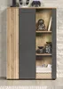 Highboard "Avila" grau und Eiche Vitrine 90 x 132 cm mit Produktbild-Vorschau 2