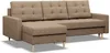 A brown sectional sofa with a chaise lounge is shown against a white background. Produktbild-Vorschau