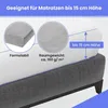 Close-up of a mattress protector with text overlays highlighting features. Produktbild-Vorschau