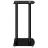 A black speaker stand with glass shelves and metal poles, shown against a white background. Produktbild-Vorschau