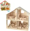 Kit casa delle bambole in legno con mobili Anteprima dell’immagine prodotto 5
