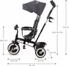 A diagram of a black Kinderkraft ASTON tricycle with dimensions indicated by text and lines. Produktbild-Vorschau