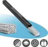 Product shot of welding rods in a black case, with inset image and icons. Produktbild-Vorschau