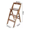 Klappbar Trittleiter 3 Stufen,Holz Tritthocker mit Produktbild-Vorschau 5