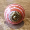 Möbelknauf aus Keramik Shabby Chic - Streifen - orange-weiß Produktbild-Vorschau 4