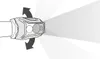 An illustration showing a headlamp with its beam of light projected forward, indicating adjustability. Náhled obrázku produktu
