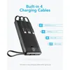 A black power bank with built-in charging cables is shown against a white background, with text and icons highlighting its features. Anteprima dell’immagine prodotto
