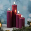LED Stumpenkerze MIA - Echtwachs - realistische 3D Flamme - H: 15cm - D: 5cm - beere Produktbild-Vorschau