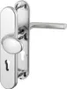 A close-up studio shot of a silver door handle set on a white background. Produktbild-Vorschau
