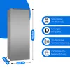 A silver refrigerator with dimensions and feature callouts. Produktbild-Vorschau