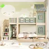 Kinder-Etagenbett 90x200 cm aus Kiefernholz & MDF Hausbett Produktbild-Vorschau 1