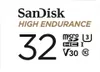 A product shot of a SanDisk High Endurance 32GB microSDHC card. Podgląd zdjęcia produktu