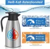 Thermoskanne Edelstahl, 2L Doppelwandige Isolierkanne, Produktbild-Vorschau 3