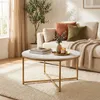 Wohnzimmertisch modern rund 90cm aus Metall Marmoreffekt Produktbild-Vorschau 2