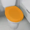 A close-up view of a toilet with an orange seat. Anteprima dell’immagine prodotto