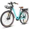 A studio shot of a blue electric bicycle against a white background. Produktbild-Vorschau