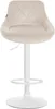 A cream-colored bar stool with a white base and stem, shown from the front. Podgląd zdjęcia produktu