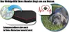 A dog bed with a close-up of its foam core and a graphic of a dog's paw in a heart with a heartbeat line, next to a dog lying on grass. Produktbild-Vorschau