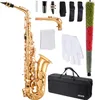 A saxophone and its accessories are laid out on a white background. Náhľad obrázku produktu