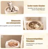 Collage of images showcasing different features of a cat tree, with accompanying German text descriptions. Podgląd zdjęcia produktu