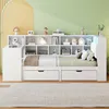 Lit plateforme en bois en forme de L avec bureau, étagère à Voir les images du produit 5