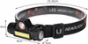 A close-up view of a black LED headlamp with dimensions indicated by measurement lines and text. Anteprima dell’immagine prodotto