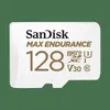 A white microSD card with gold text and markings, set against a green background. Náhľad obrázku produktu