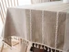Quaste Tischdecke 100x160 Abwaschbar Leinen Tischtuch Beige Produktbild-Vorschau 1