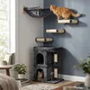 Árbol para gatos Relaxdays, con 2 escondites y juguetes, Vista previa de la imagen del producto 5