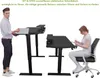 A man stands next to a standing desk, holding a laptop, while a woman sits at a desk in a chair. Produktbild-Vorschau
